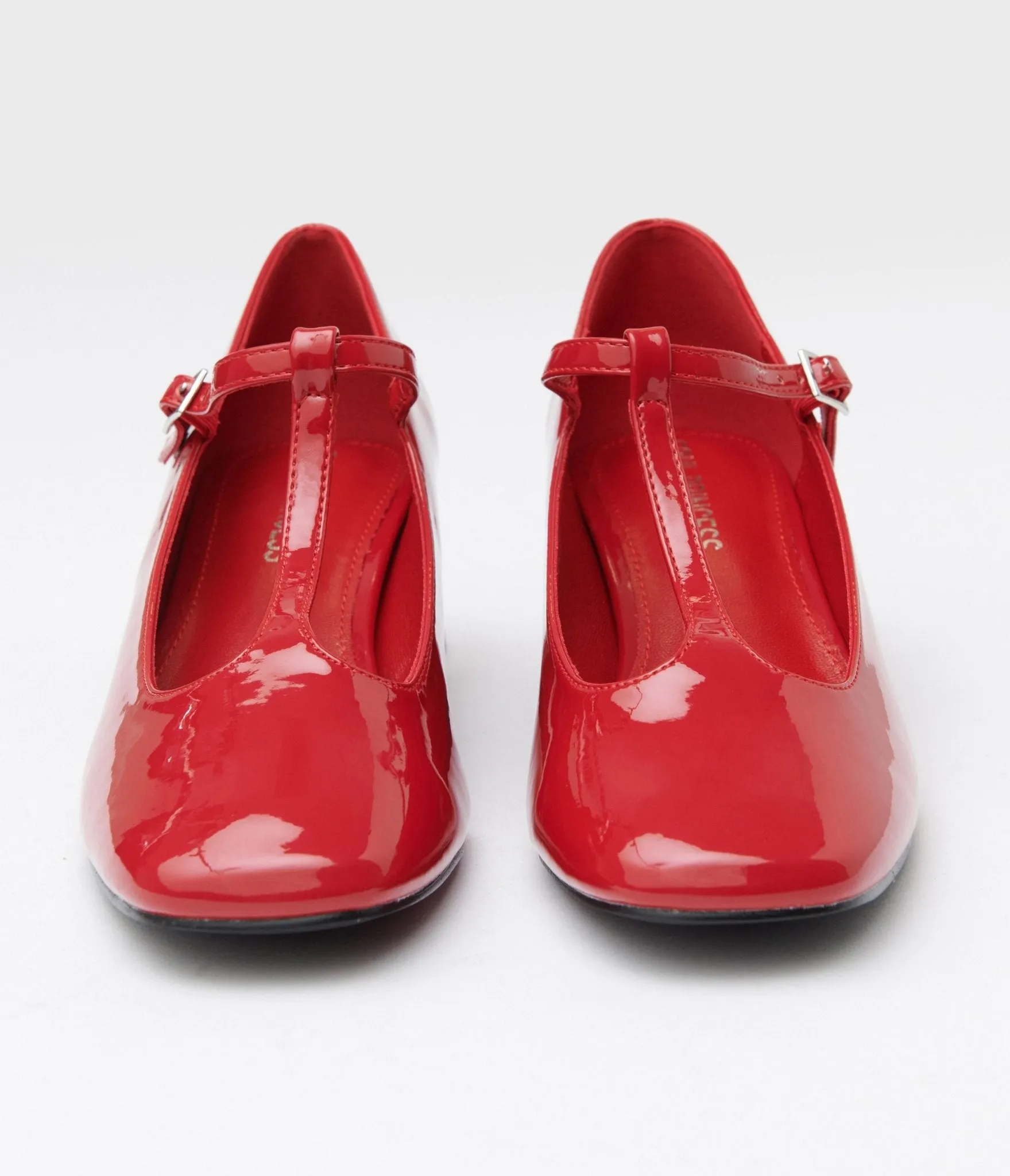 1920s Red Patent Leatherette T-Strap Heels