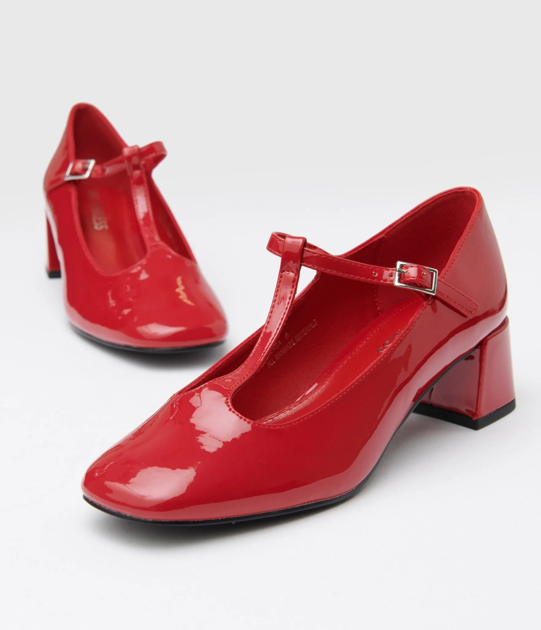 1920s Red Patent Leatherette T-Strap Heels