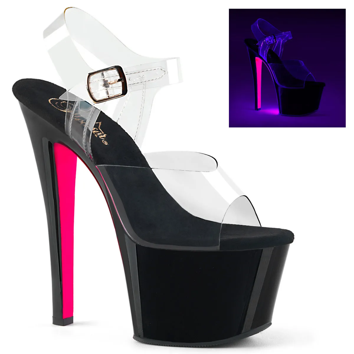 7" Heel UV Reactive Platform Sandal (SKY-308TT)