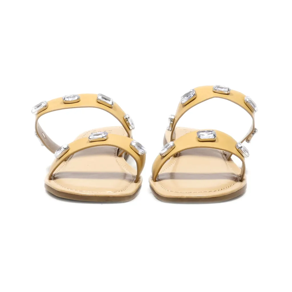 A New Day Flat Sandals Leather Brown Colour For Women