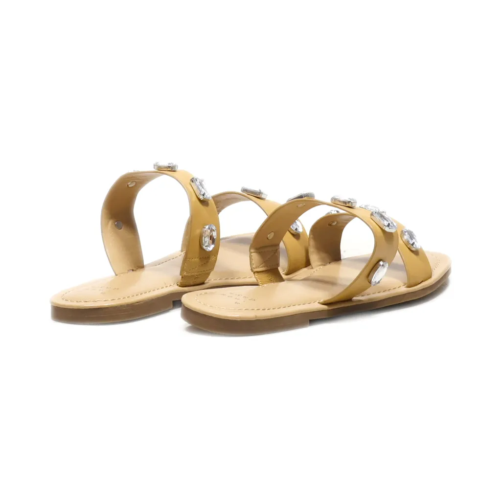 A New Day Flat Sandals Leather Brown Colour For Women