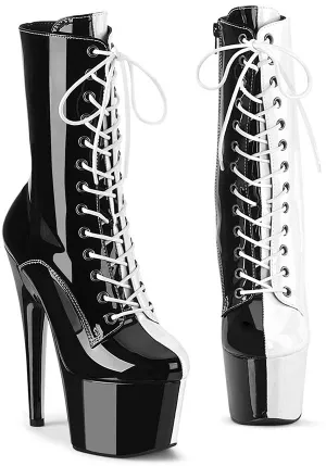 ADORE-1040TT [Black/White Patent] | PLATFORM BOOTS [PREORDER]