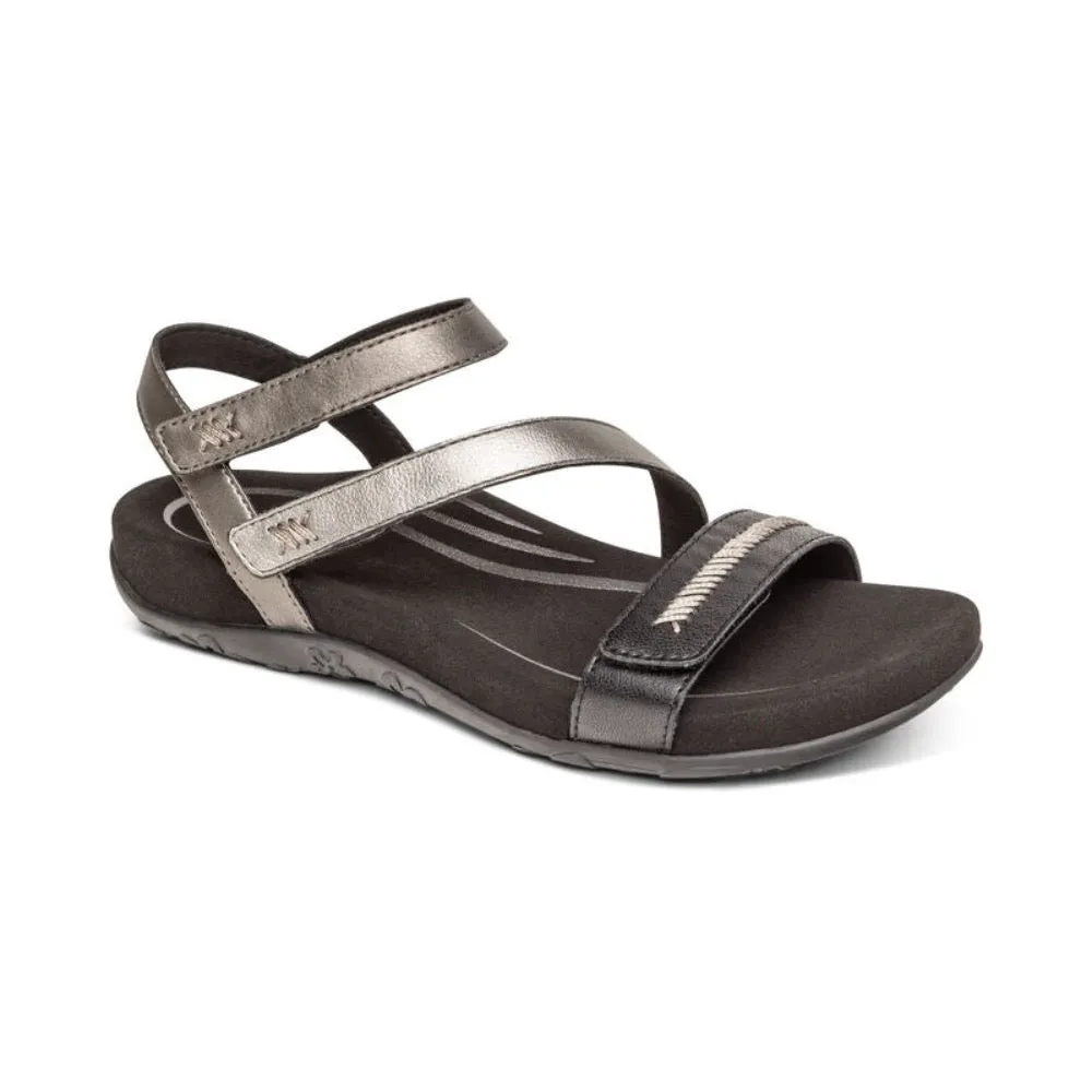 Aetrex Women's Gabby Adjustable Quarter Strap Sandal Black Multi