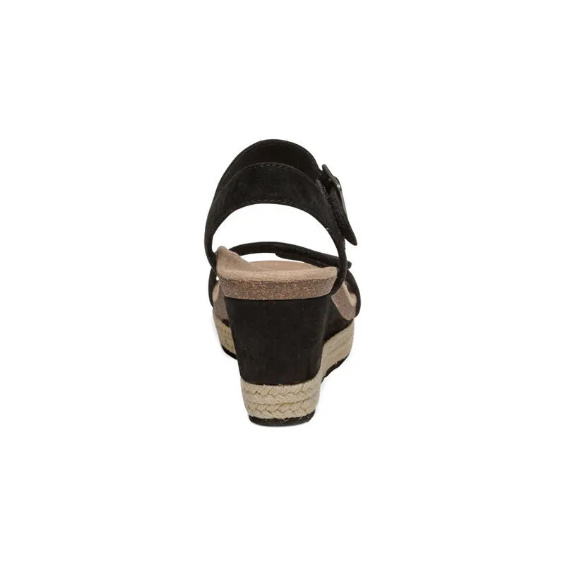 Aetrex Women's Sydney Quarter Strap Espadrille Wedge EW750 Color: Black