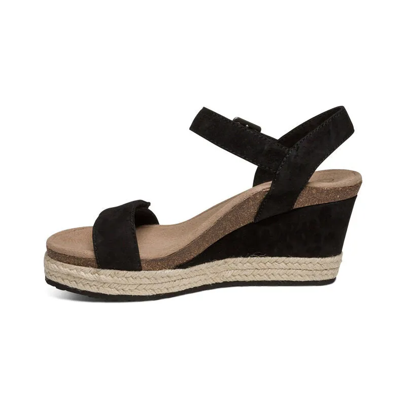 Aetrex Women's Sydney Quarter Strap Espadrille Wedge EW750 Color: Black