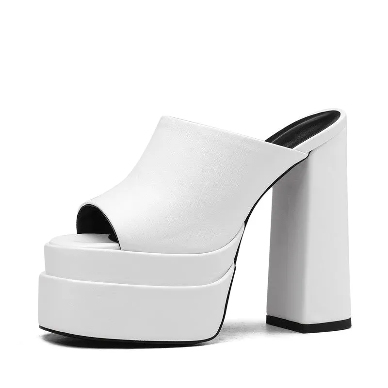 Amozae-Eliana Platform High Block Heel Mules