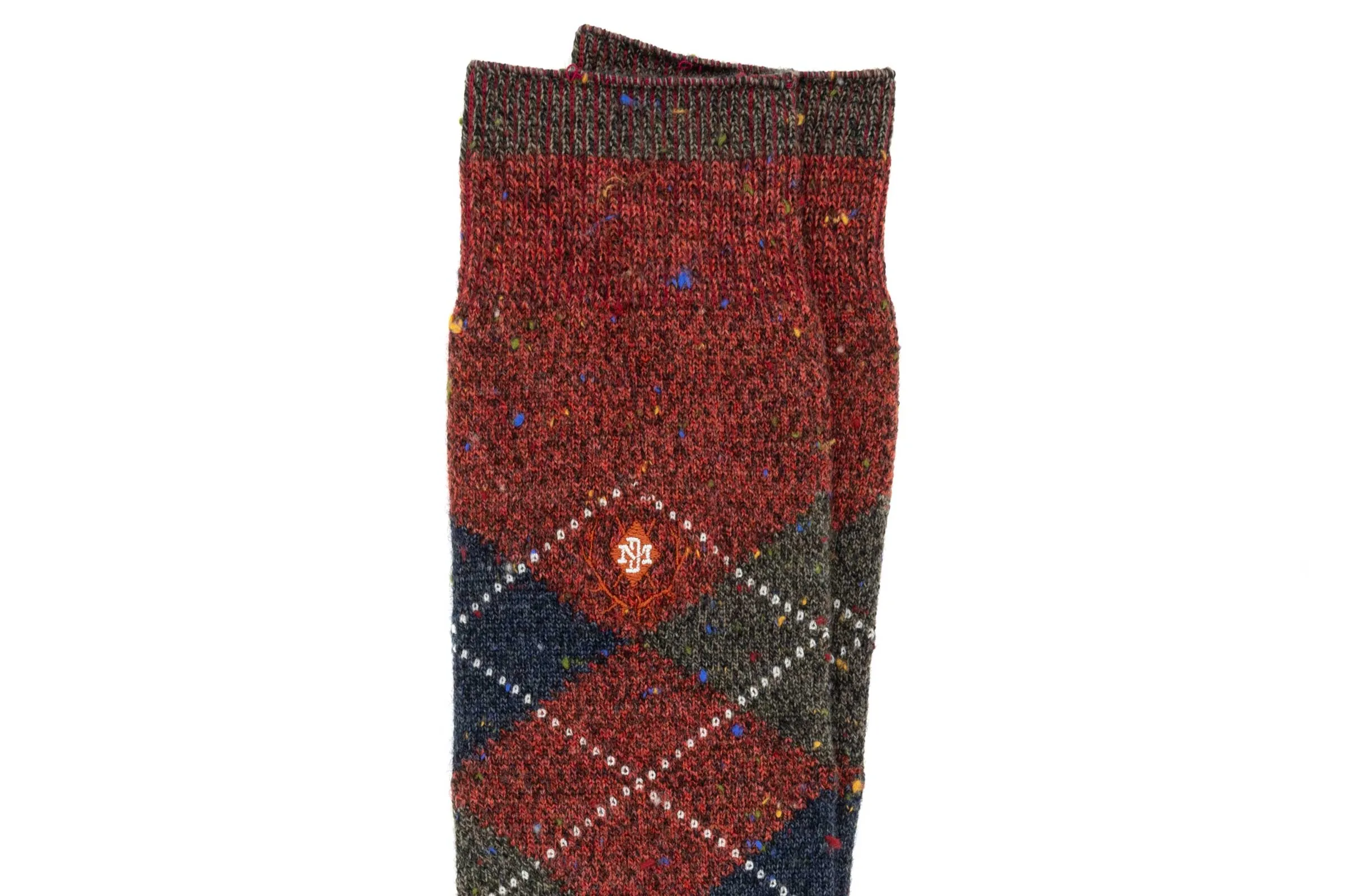 Argyle Andean Alpaca Yarn Socks - Cranberry