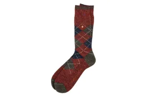 Argyle Andean Alpaca Yarn Socks - Cranberry