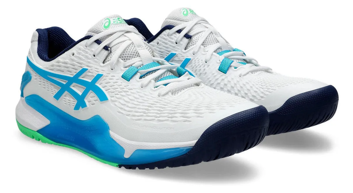 Asics Gel-Resolution 9 White/Digital Aqua Men's tennis shoes