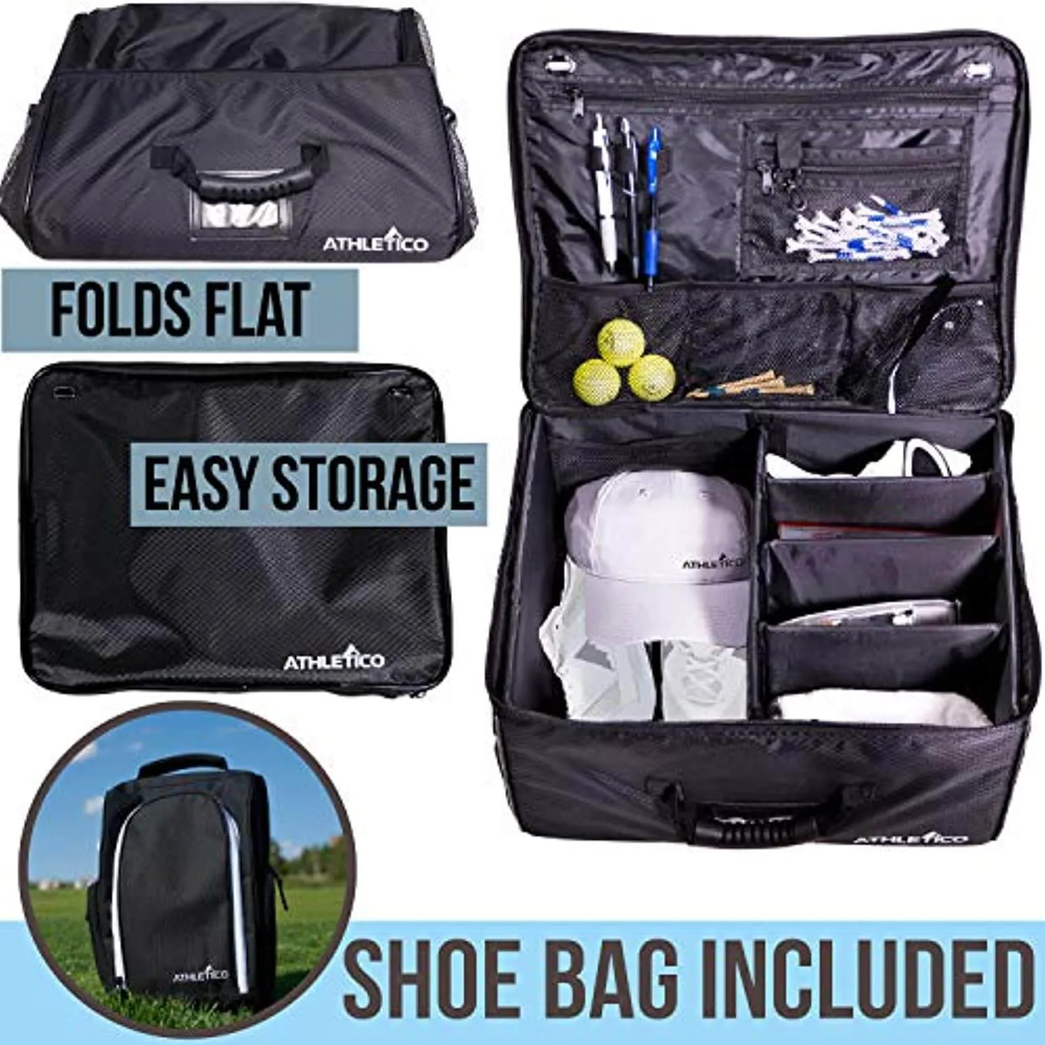 Athletico Golf Trunk Organizer   Shoe Bag (Black)