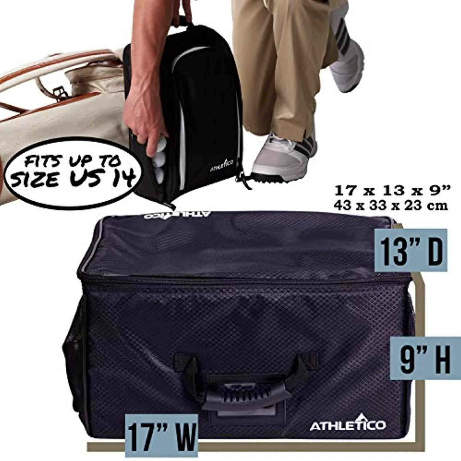 Athletico Golf Trunk Organizer   Shoe Bag (Black)