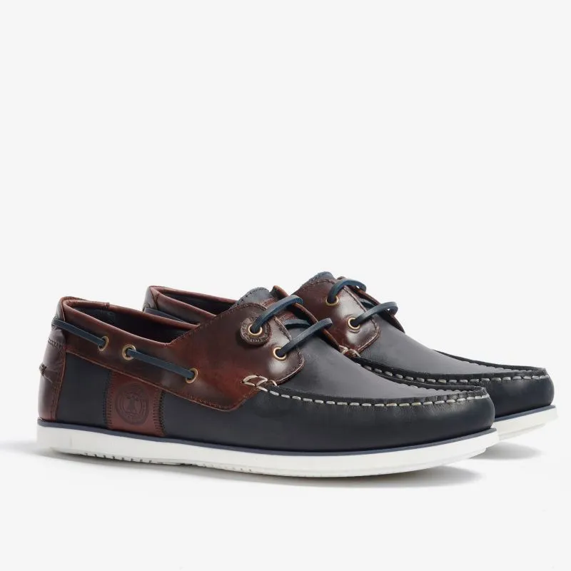 Barbour Wake Leather Mens Boat Shoe  - Navy/Brown