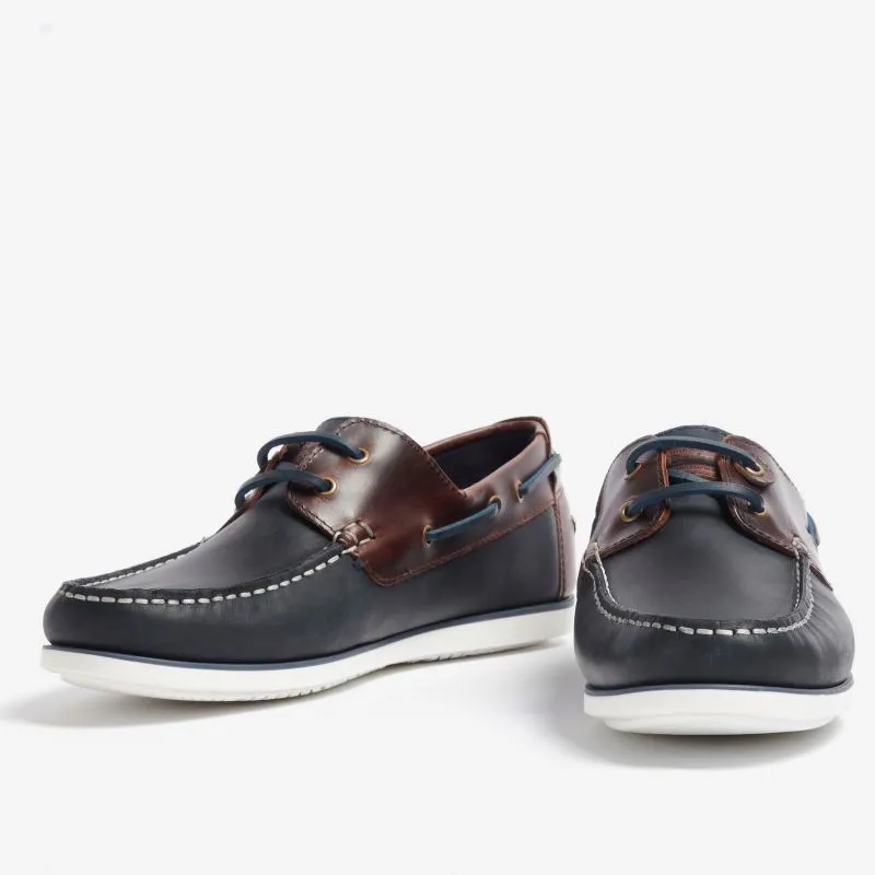 Barbour Wake Leather Mens Boat Shoe  - Navy/Brown