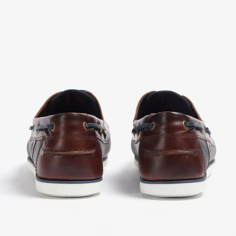 Barbour Wake Leather Mens Boat Shoe  - Navy/Brown