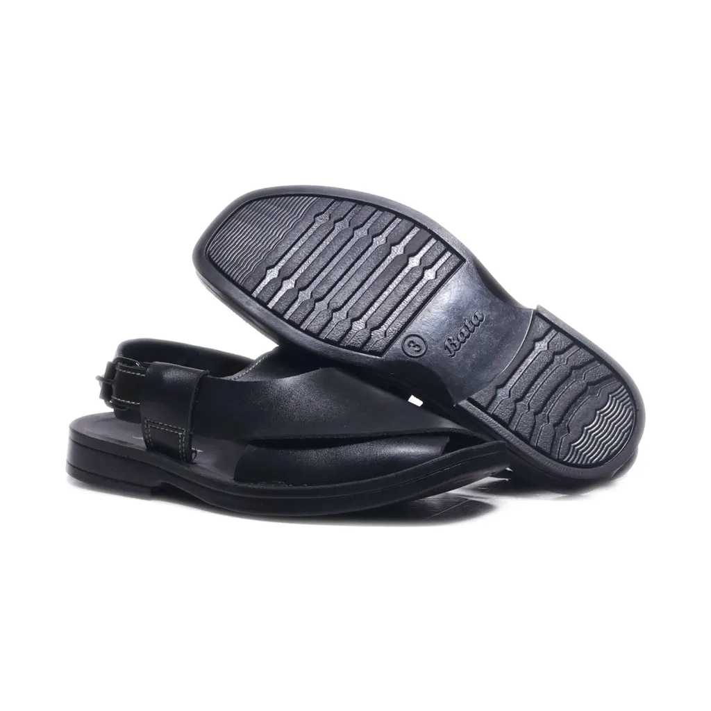 Bata Flat Sandals Fabric Black Colour For Women