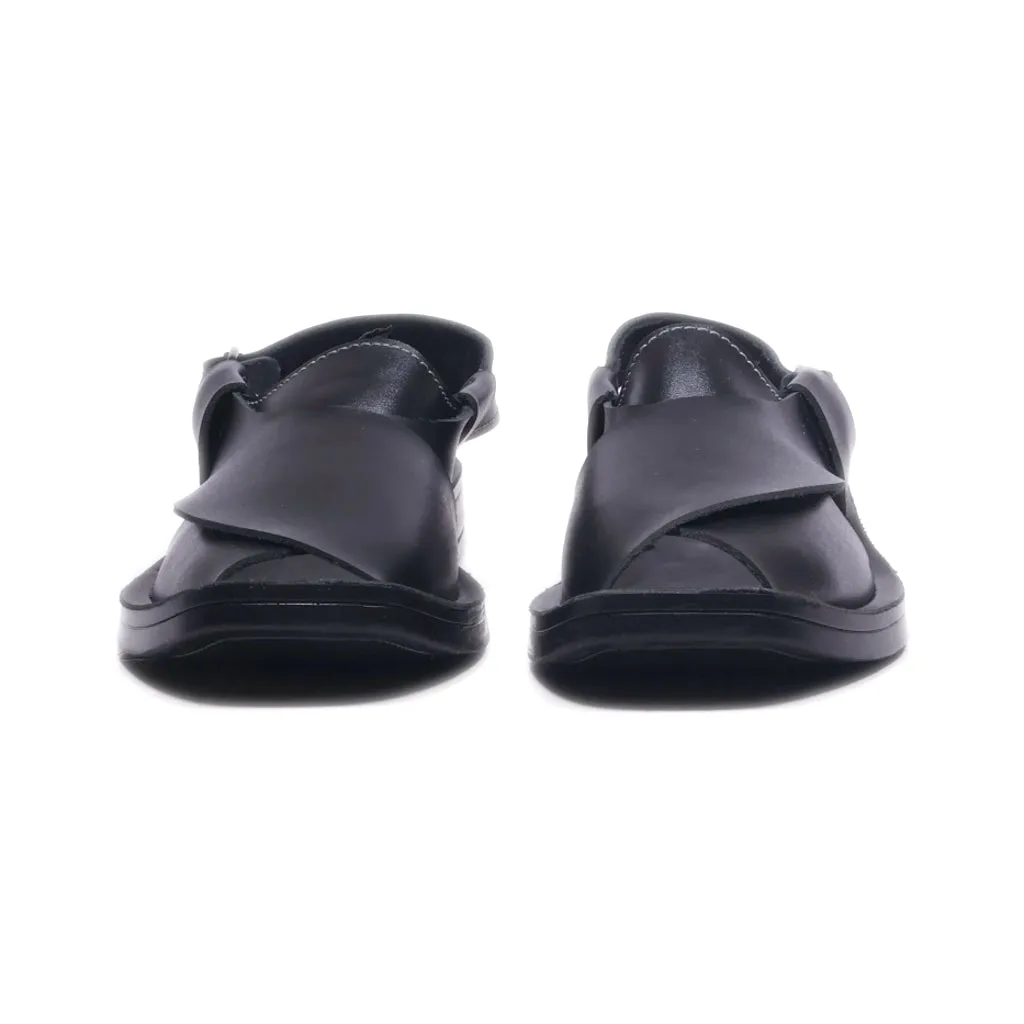 Bata Flat Sandals Fabric Black Colour For Women