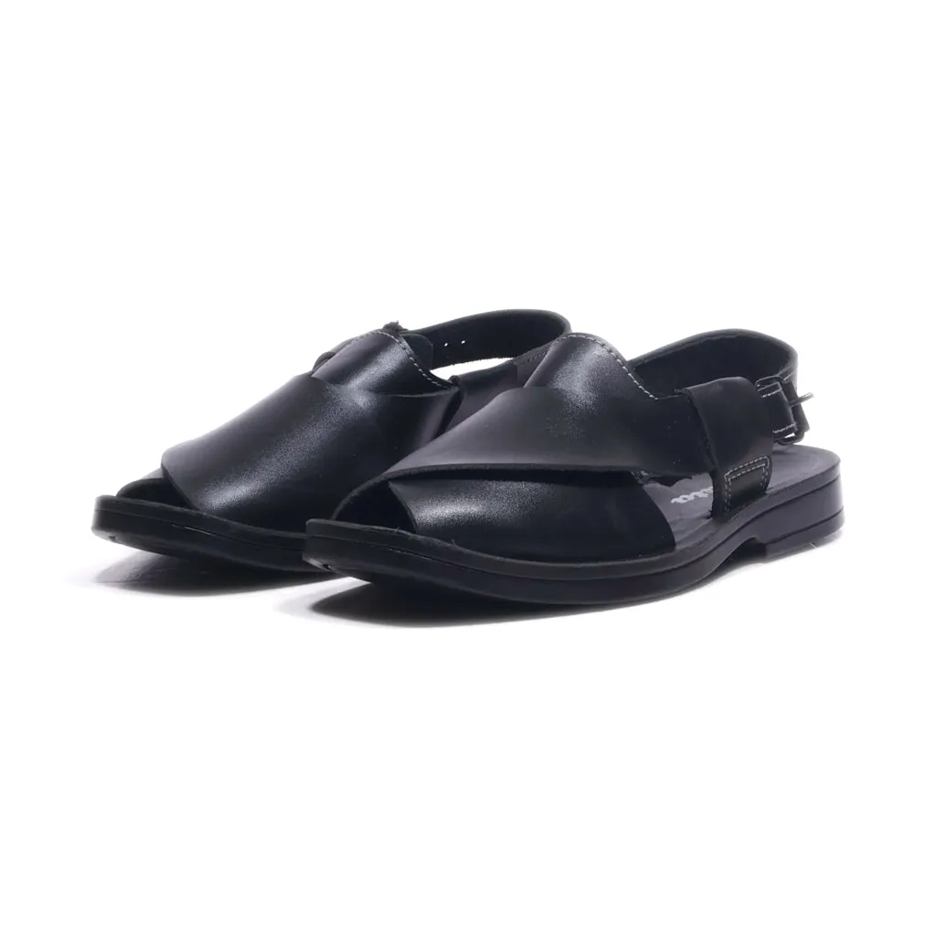 Bata Flat Sandals Fabric Black Colour For Women