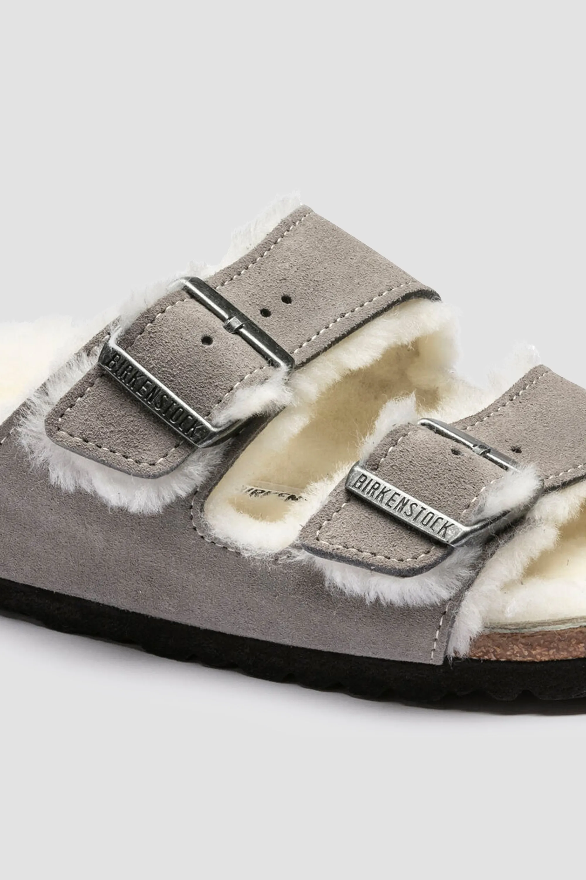 Birkenstock Unisex Arizona Shearling Suede Leather in Stone Coin