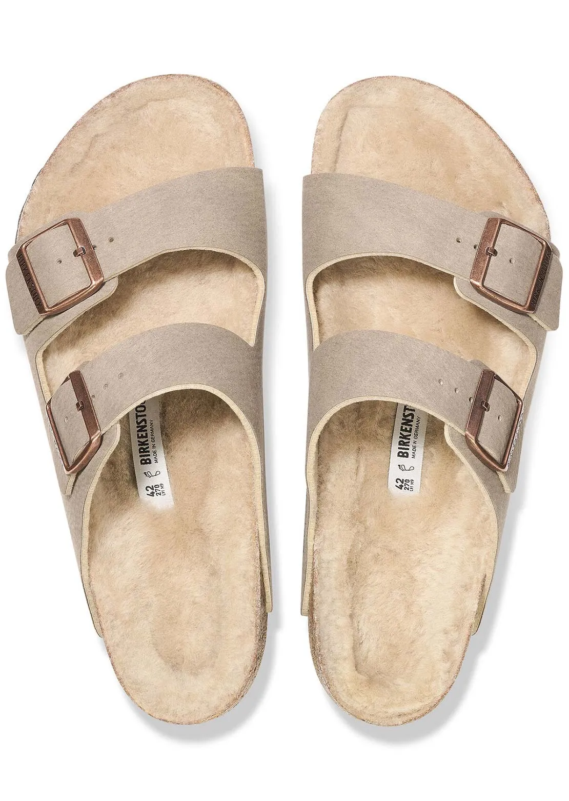 Birkenstock Women's Arizona Desert Microfiber/Shearling Narrow Sandals