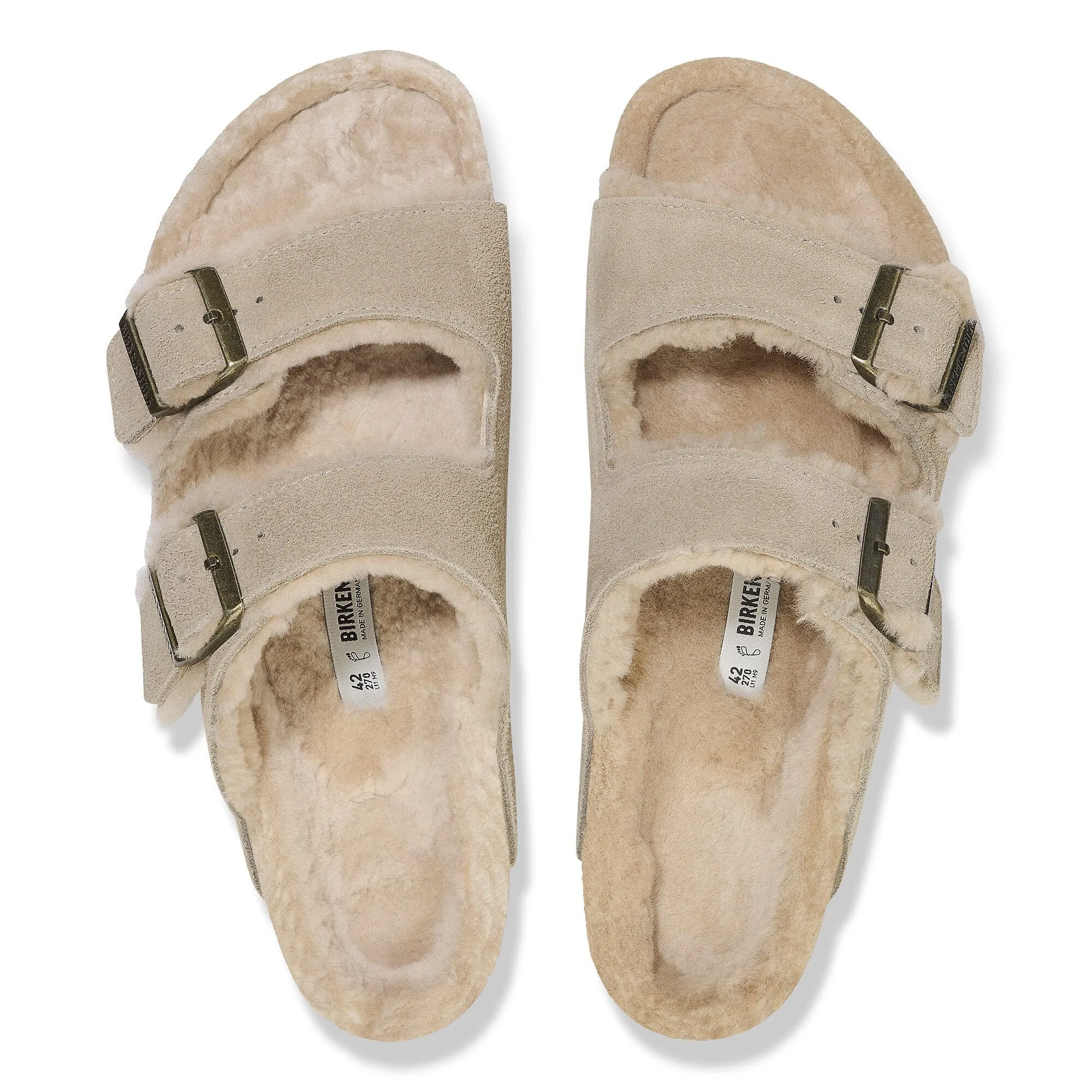 Birkenstock Womens Arizona Shearling Suede Leather Taupe