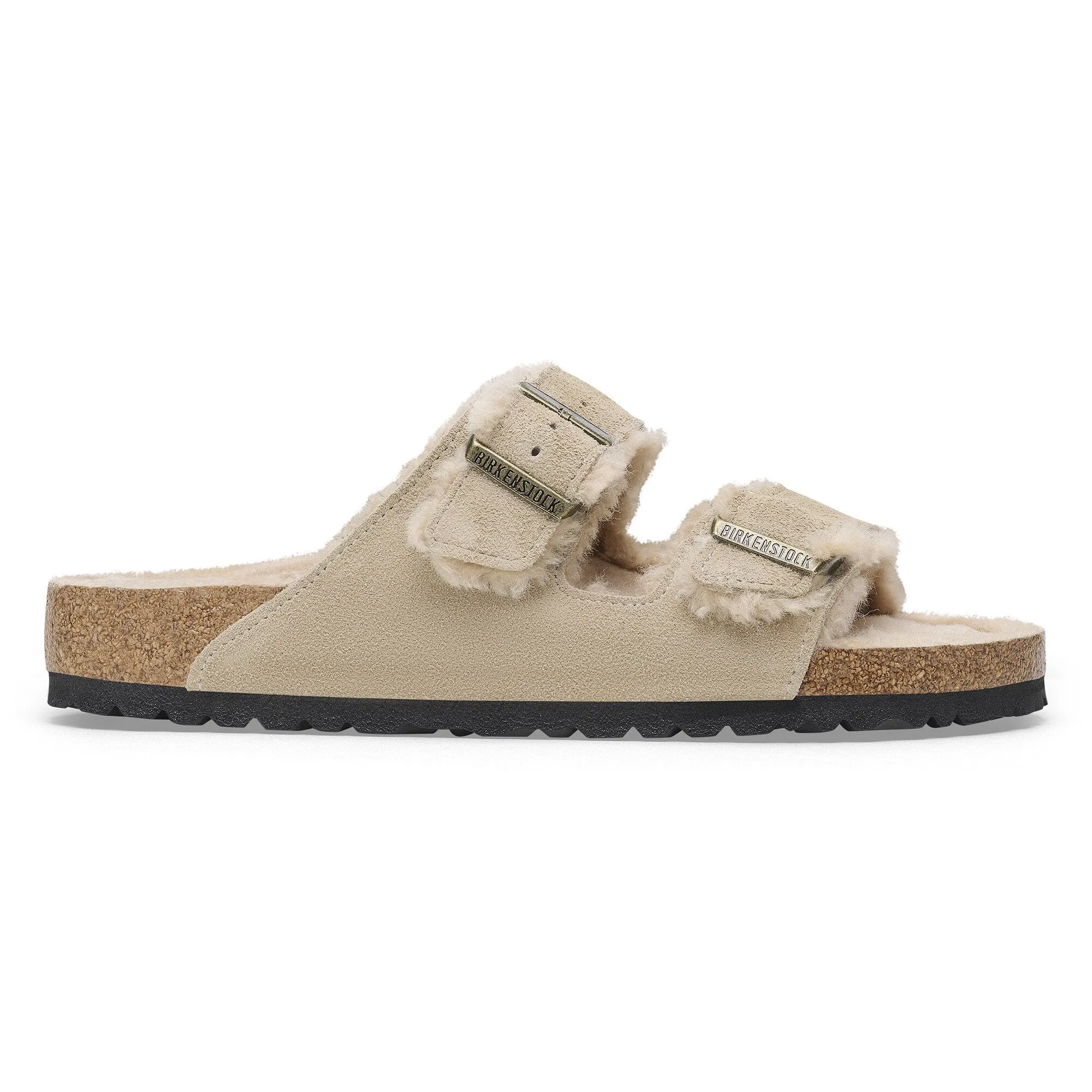 Birkenstock Womens Arizona Shearling Suede Leather Taupe