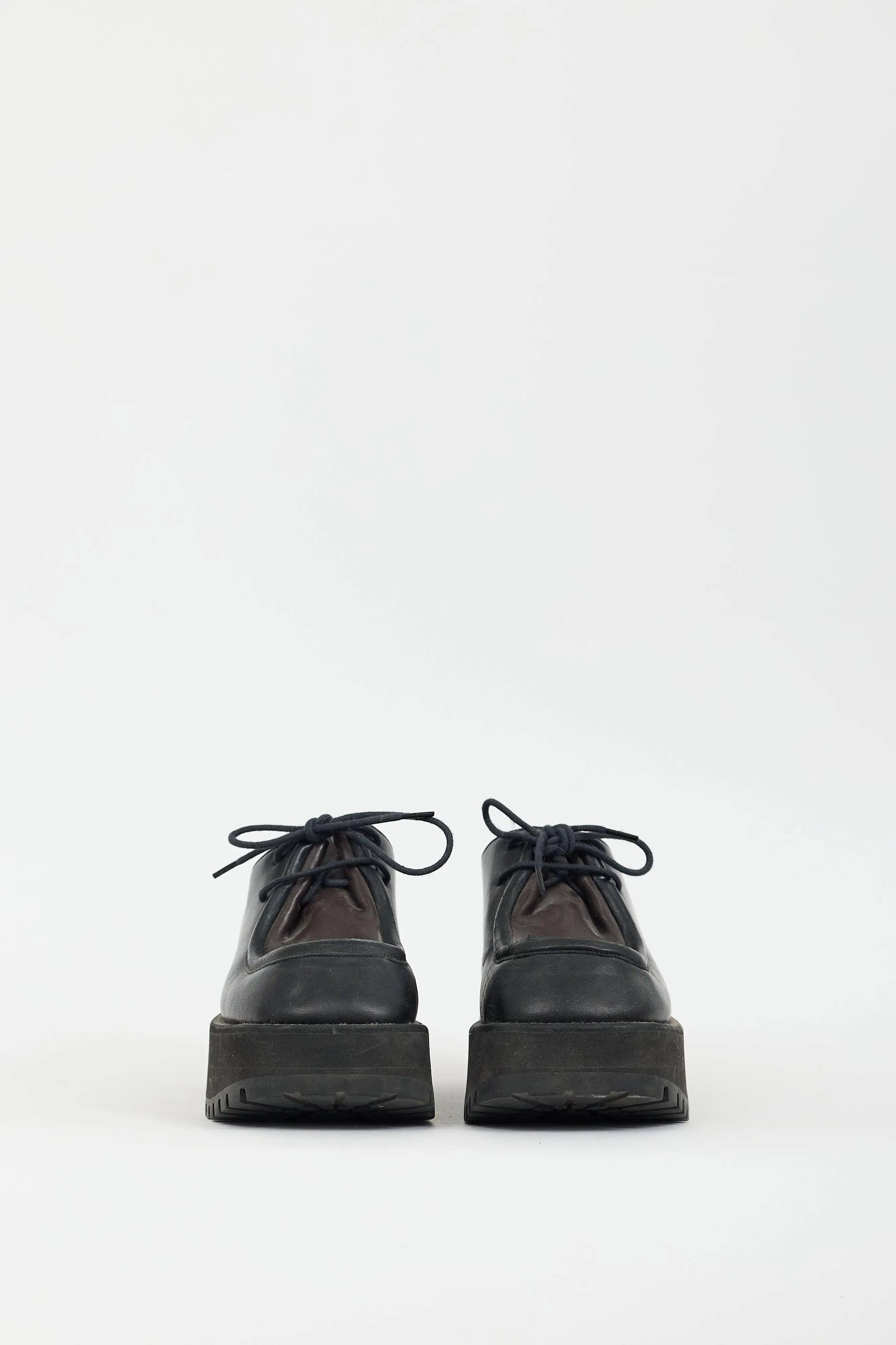 Black & Brown Leather Lace-Up Platform Shoe