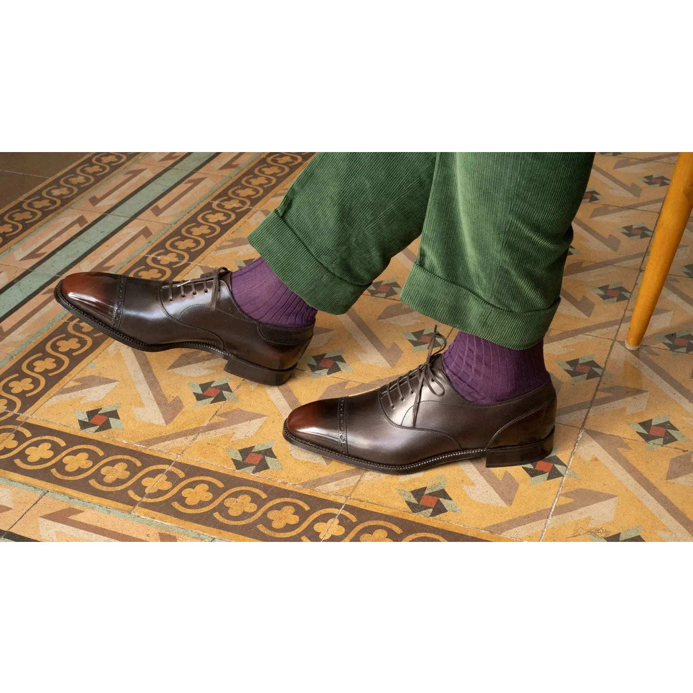 Black and Brown Cap Toe Oxford Shoe