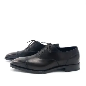 Black and Brown Cap Toe Oxford Shoe