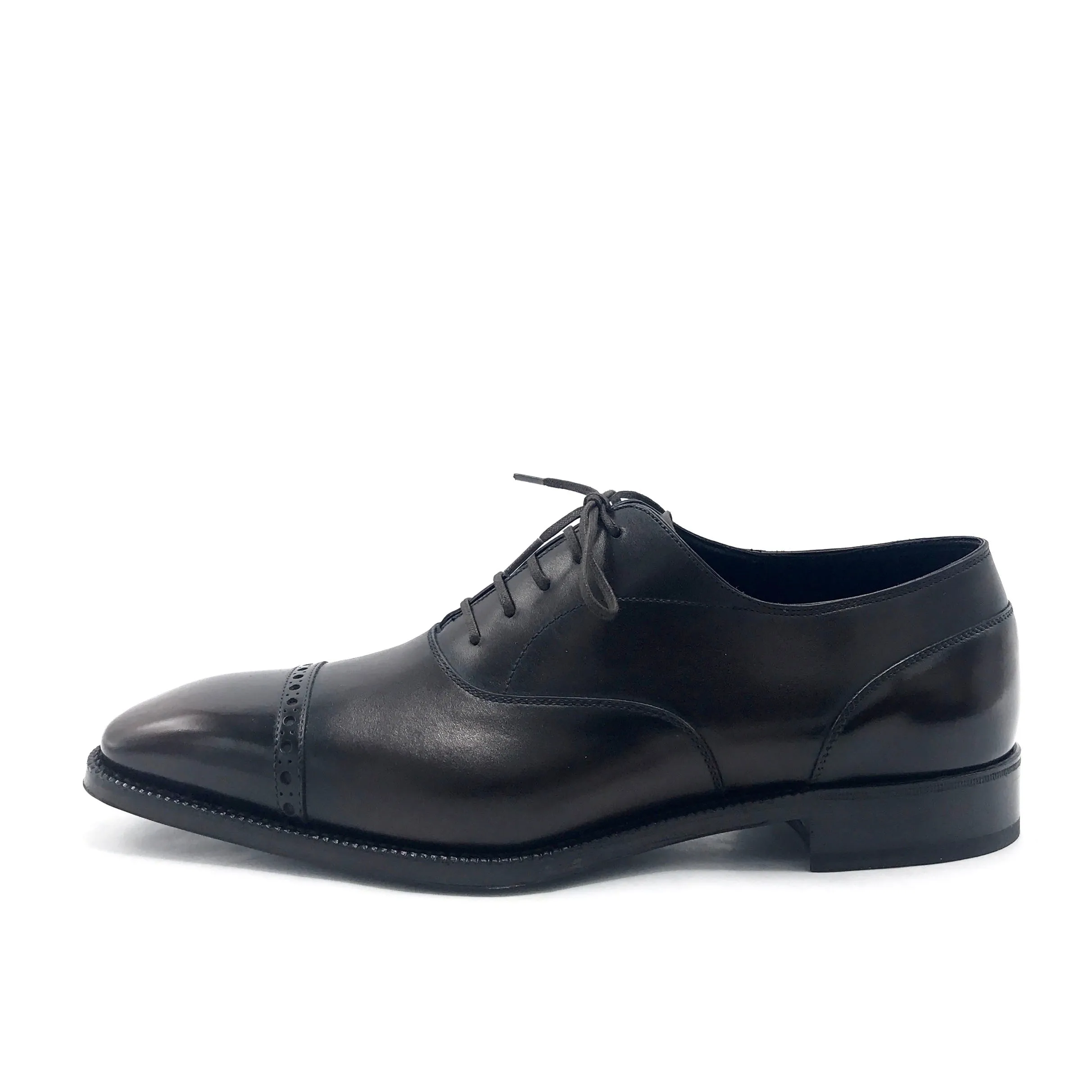 Black and Brown Cap Toe Oxford Shoe