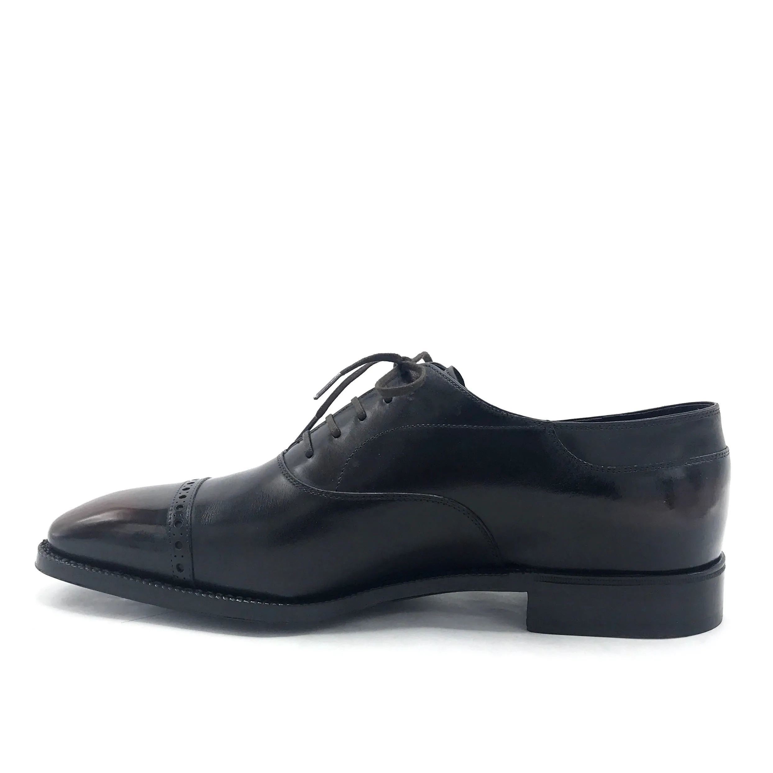 Black and Brown Cap Toe Oxford Shoe