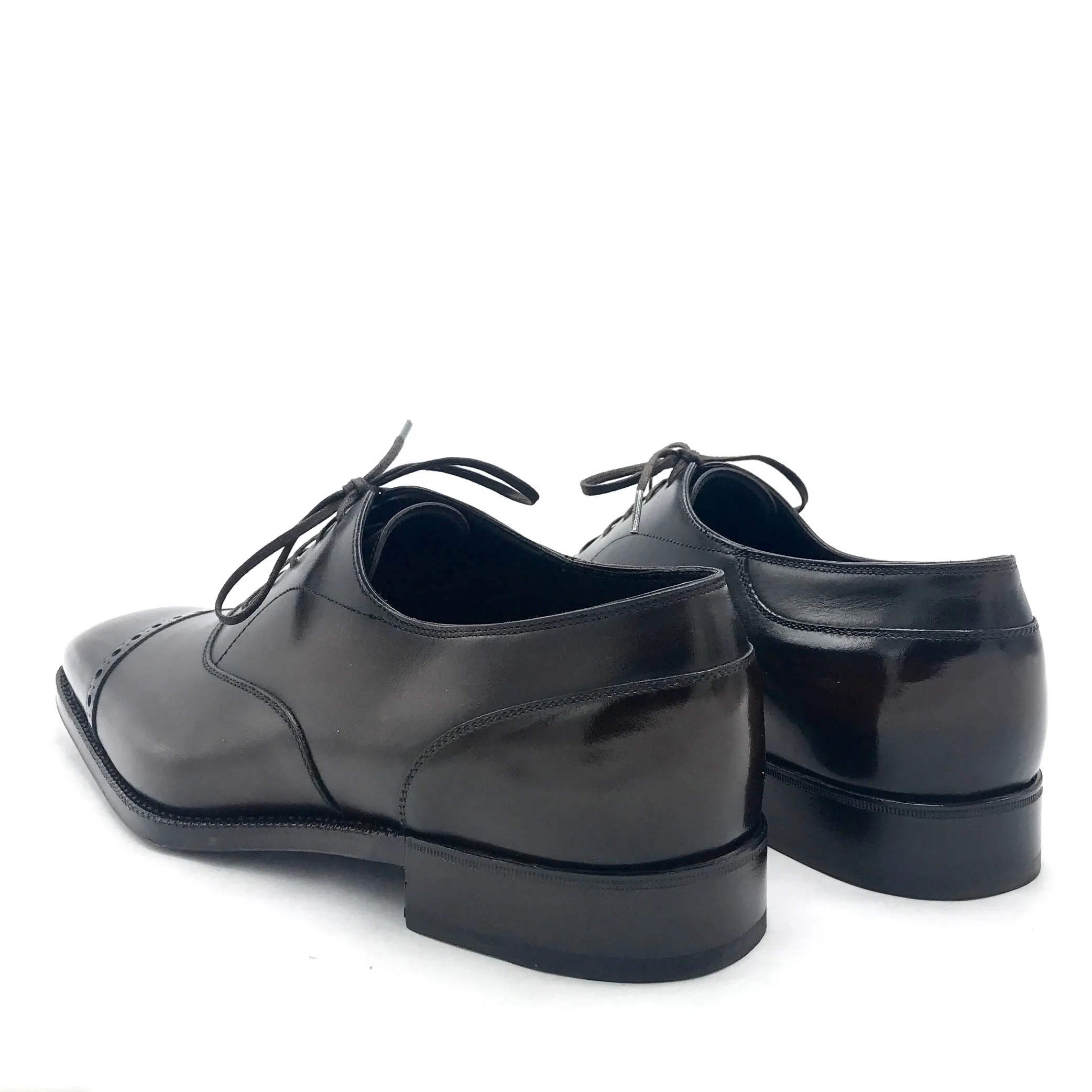 Black and Brown Cap Toe Oxford Shoe