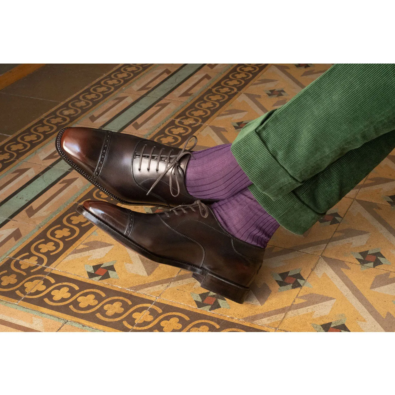 Black and Brown Cap Toe Oxford Shoe