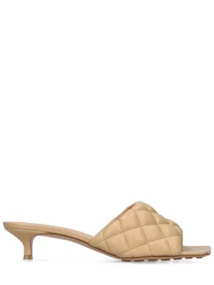 Bottega Veneta   45mm Padded metallic leather sandals 