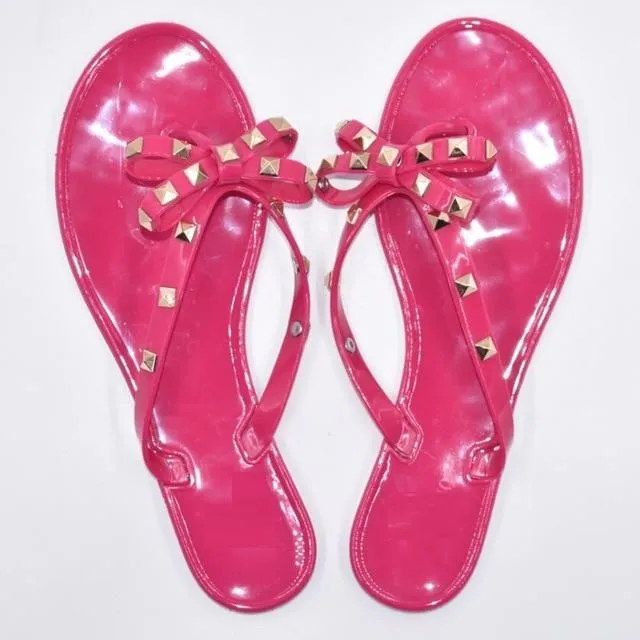 Bow Ribbon Flip-Flop Sandals