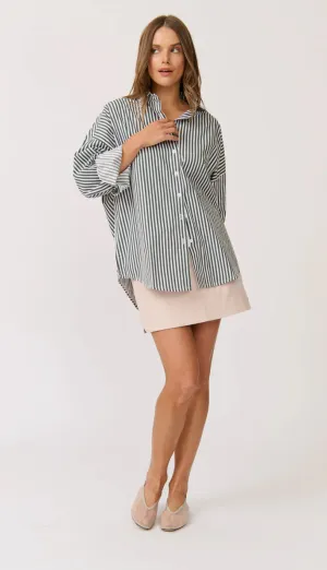 CARTEL AND WILLOW Tammy Shirt Slate Stripe