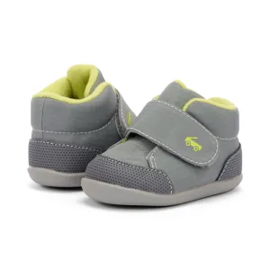 Casey (First Walker) Infant Bootie -  Gray/Lime