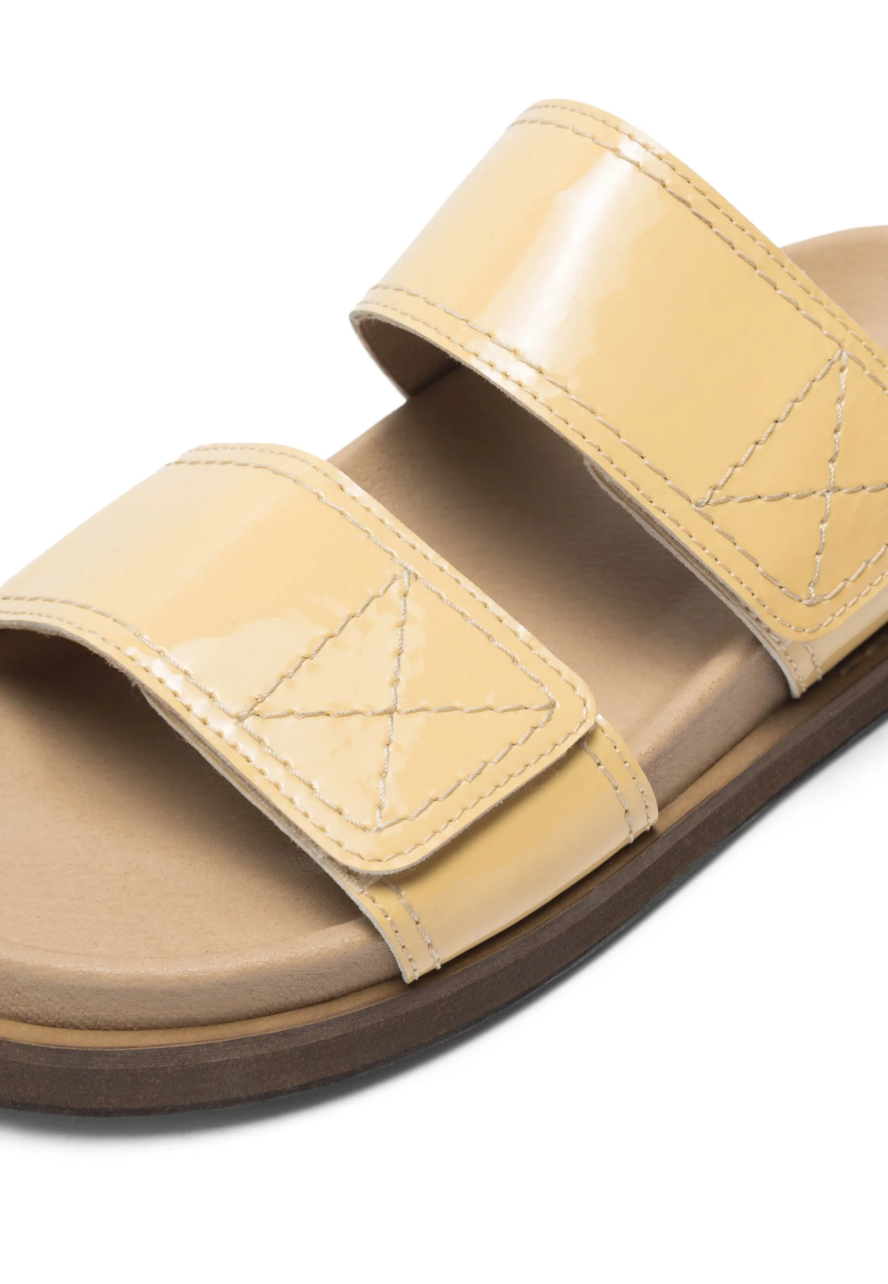 Caskimmi Yellow Patent Velcro Sandals