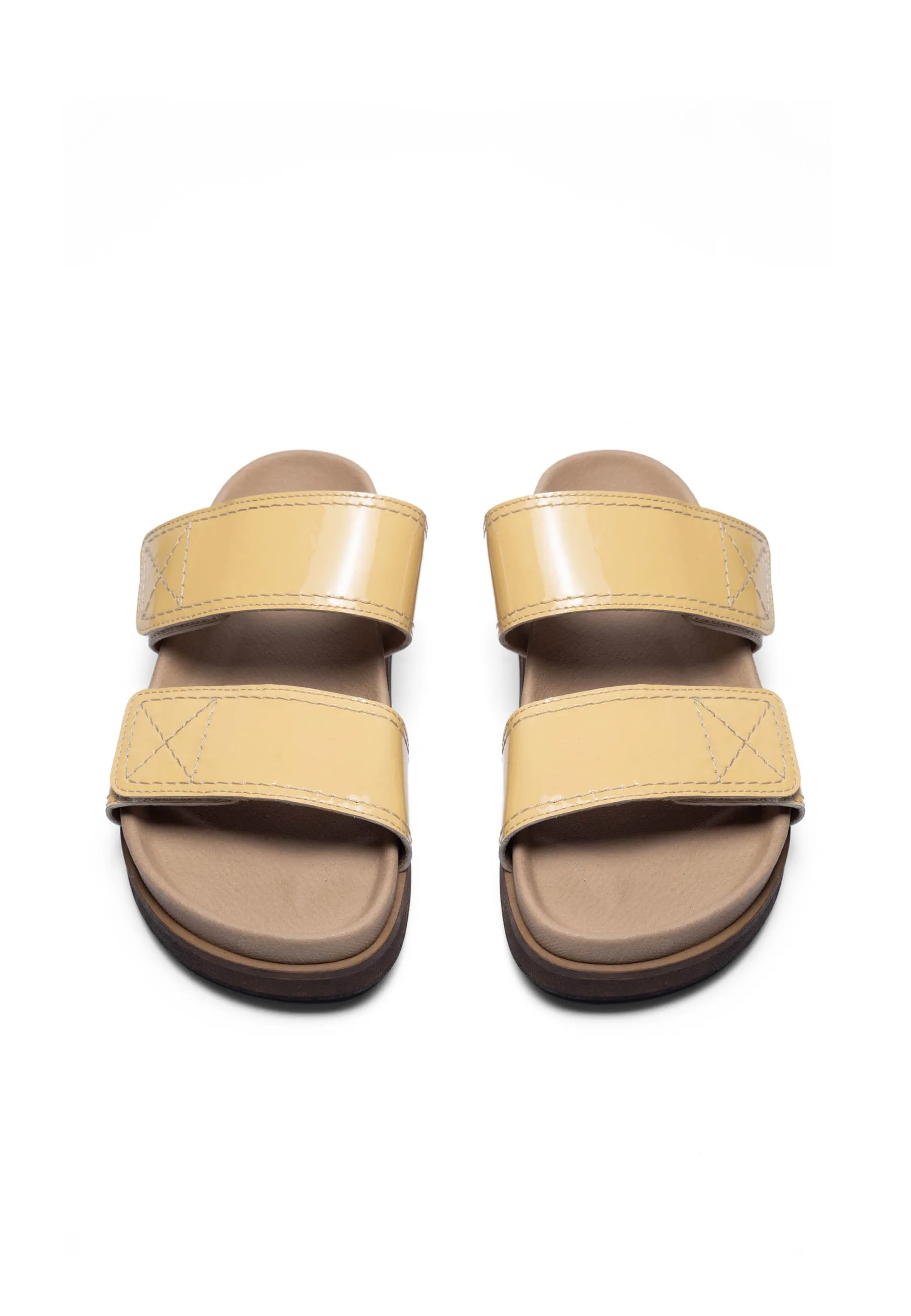 Caskimmi Yellow Patent Velcro Sandals