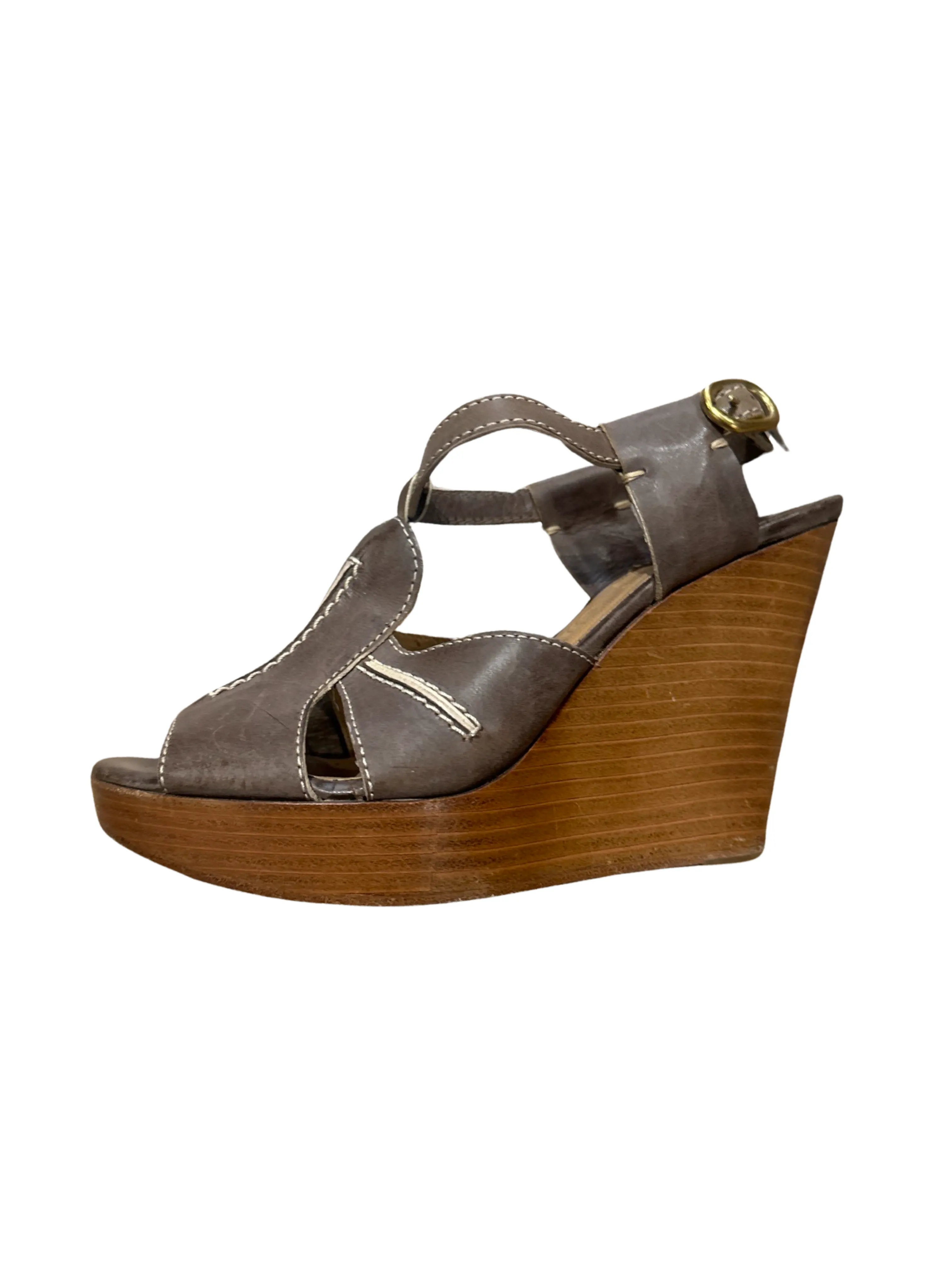 Chloe Leather and wood wedges /36