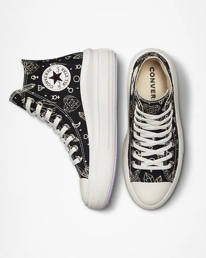 Converse sneakers alta con zeppa da donna Chuck Taylor All Star Move Platform Mystic Crystals A03725C black-natural ivory