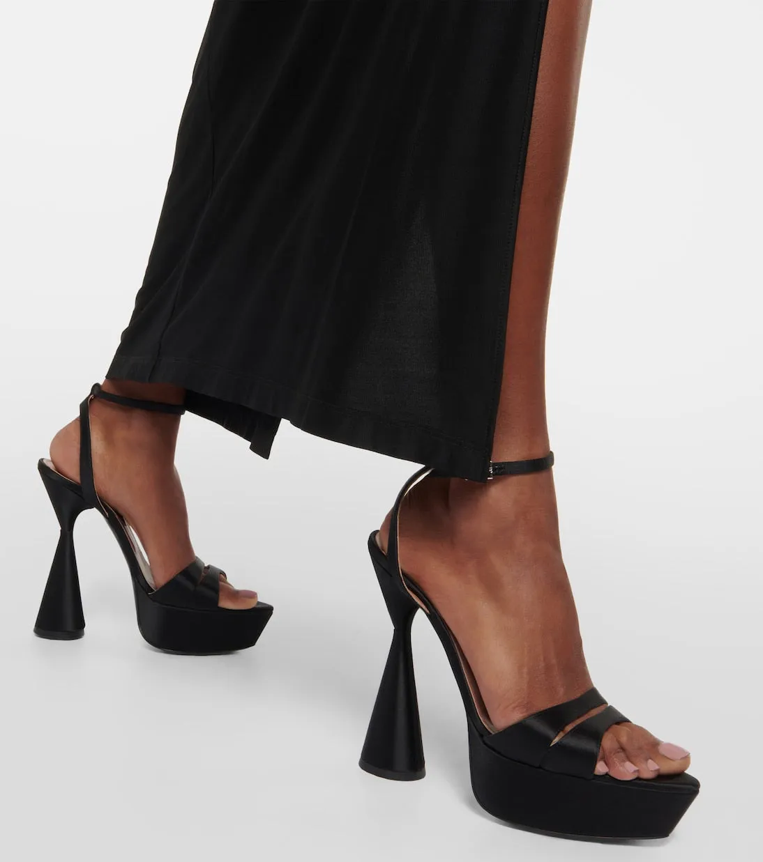 D'Accori satin skye platform sandals, black