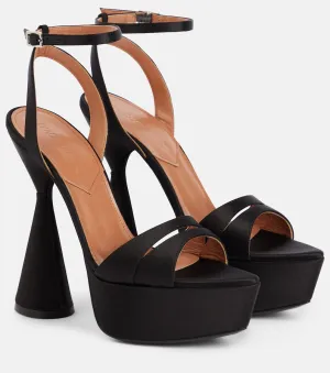 D'Accori satin skye platform sandals, black