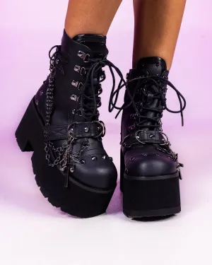 Demonia Ashes Chains & Charms Platform Boot