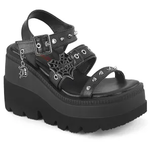 Demonia SHAKER-13 | Black Vegan Leather Sandals