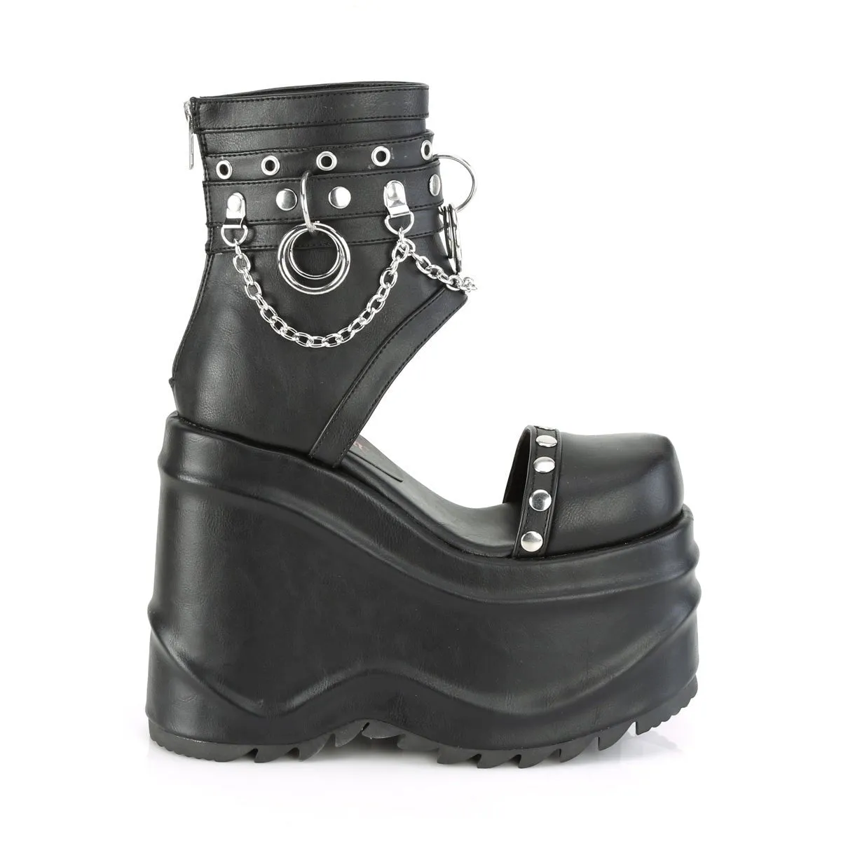 Demonia WAVE-22 | Black Vegan Leather Sandals