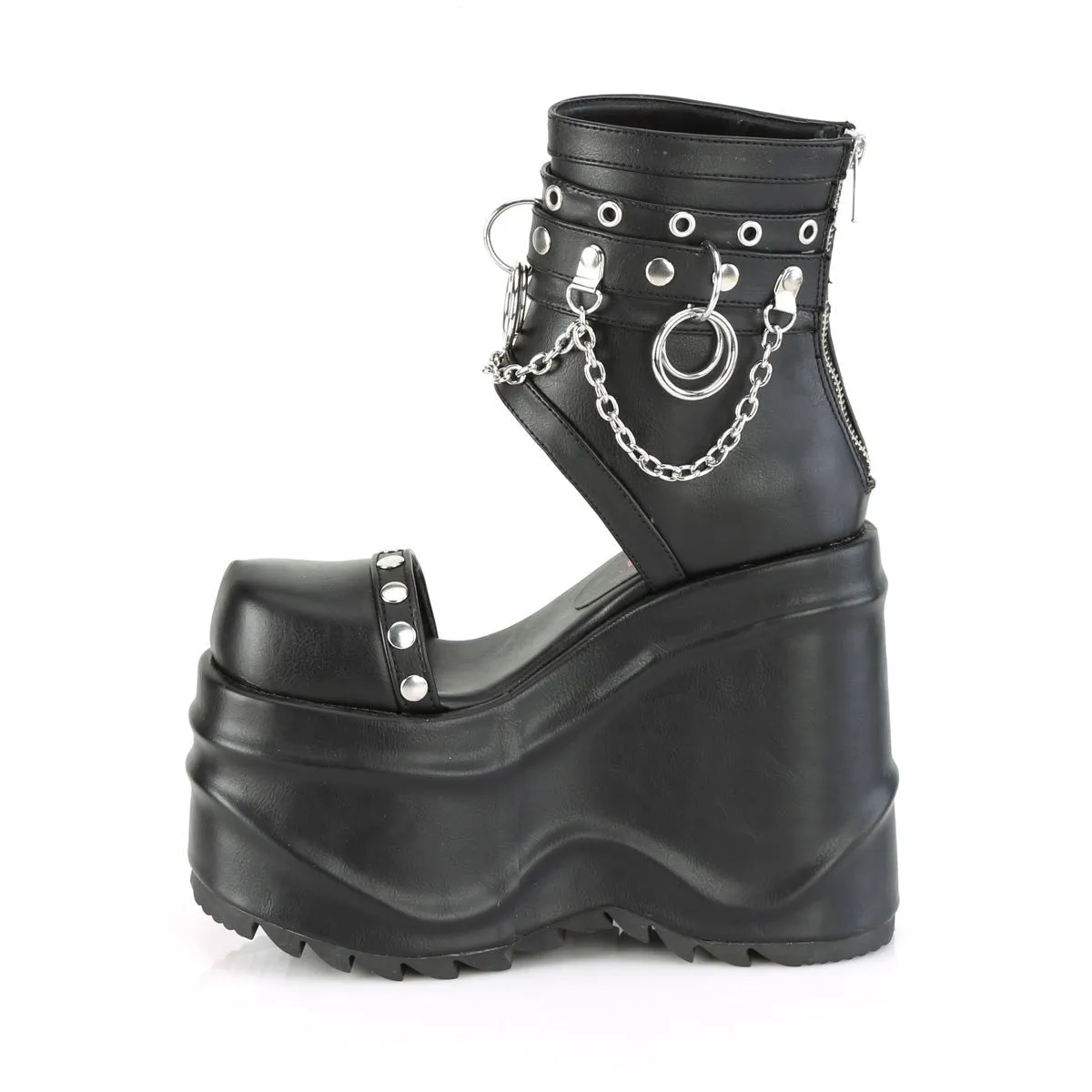 Demonia WAVE-22 | Black Vegan Leather Sandals