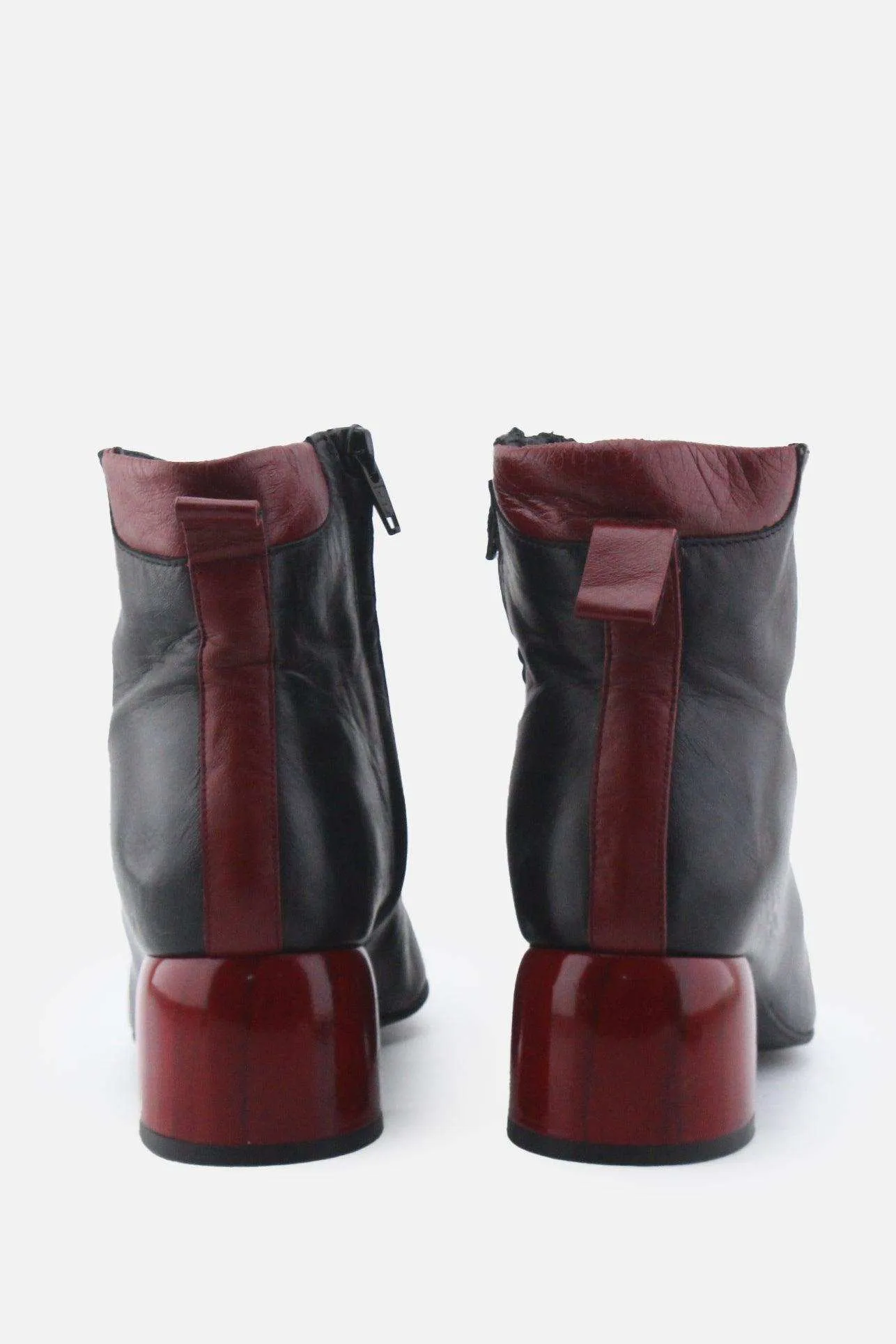 Dibia Zipper Block Heels Ankle Boots | 100% Authentic Leather