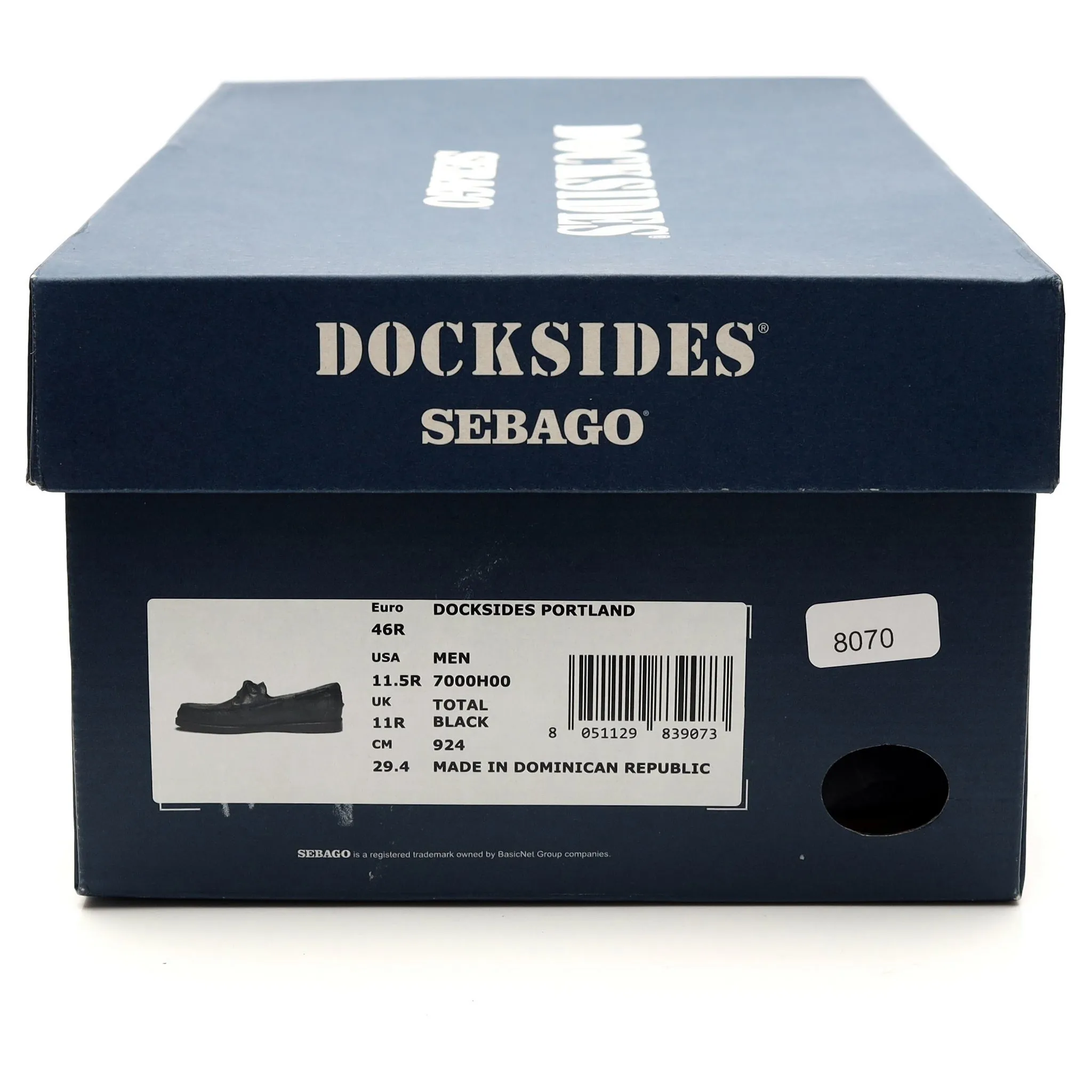 'Docksides Portland' Black Leather Boat Shoe UK 11