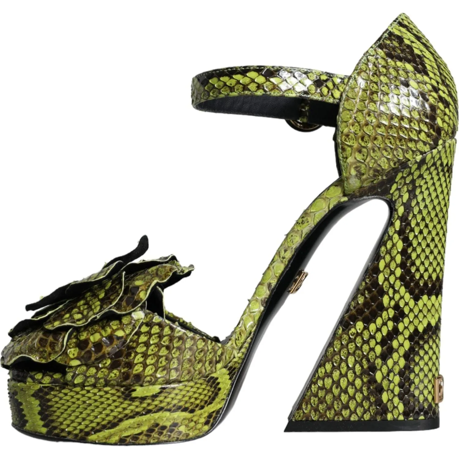 Dolce & Gabbana Green Exotic Leather Ankle Strap Heels Sandals Shoes