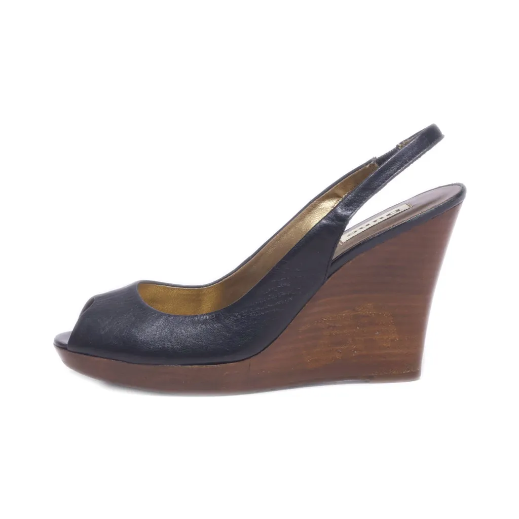 Dune London Wedge Sandals Leather Black Colour For Women